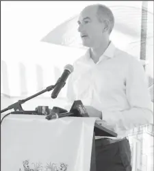  ?? ?? ExxonMobil Country Manager Allistair Routledge delivering remarks at the sod-turning ceremony on Friday