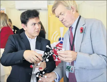  ??  ?? Hinckley Academy student Travis Poulton pictured with MP David Tredinnick at a recent event