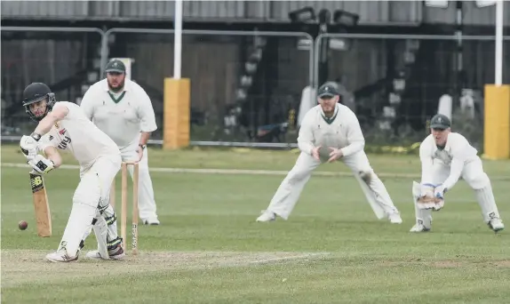  ??  ?? Sunderland batsman Chris Youlden in action against Boldon CC at Ashbrooke on Saturday.