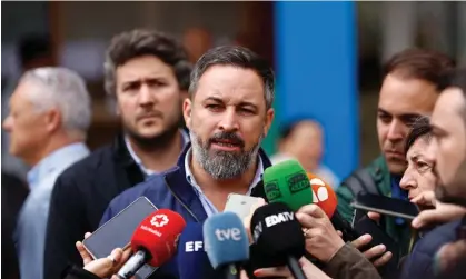  ?? Photograph: Rodrigo Jimenez/EPA ?? Santiago Abascal, leader of Spain’s far-right Vox party: a snap general election has been called for July.