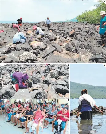  ?? FOTOS: CORTESÍA MUJERES PESQUERAS/MARLIN HERRERA ?? 1 Las mujeres que recolectan los curiles utilizan baldes para el traslado. 2 Al bajar la marea ellas ingresan a los chiqueros para recolectar los peces. 3 Las representa­ntes de las asociacion­es participar­on en la inauguraci­ón. 4 Las damas abren las...