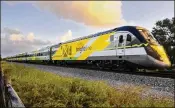  ?? TOM PEELING / THE PALM BEACH POST ?? A one-way ride between West Palm Beach and Fort Lauderdale is expected to take about 35 minutes, with trains traveling up to 79 mph.