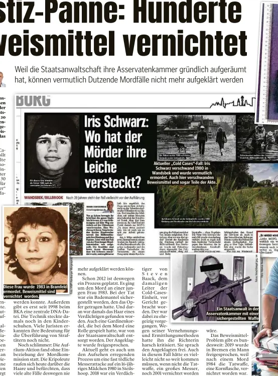  ??  ?? Aktueller „Cold Cases“-Fall: Iris Schwarz verschwand 1980 in Wandsbek und wurde vermutlich ermordet. Auch hier verschwand­en Beweismitt­el und sogar Teile der Akte.