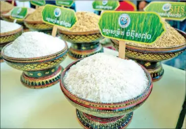  ?? SHS ?? Samples of pure rice varieties on display at the agricultur­e ministry’s annual meeting on January 30.