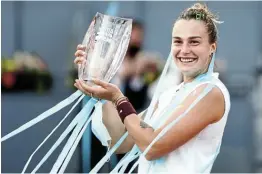  ?? Picture: REUTERS/ SERGIO PEREZ ?? WELL PREPARED: Belarus’s Aryna Sabalenka celebrates after winning the Madrid Open final against Australia’s Ashleigh Barty at Caja Magica, Madrid, on Saturday.