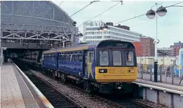  ??  ?? The blue with gold star livery first applied by North Western Trains and carried by a ‘Pacer’ in 2000 was a photograph­er’s favourite. No. 142005, by this time operated by Northern, leaves Manchester Piccadilly bound for Sheffield on August 22, 2004.