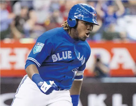  ?? PAUL CHIASSON/THE CANADIAN PRESS ?? Blue Jays prospect Vladimir Guerrero Jr. has been an early season sensation with the double-A New Hampshire Fisher Cats, but the Jays aren’t about to rush his developmen­t.