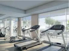  ??  ?? The fitness room at Park West, as depicted in an artist’s rendering.