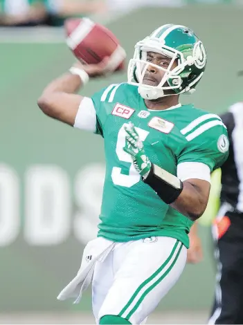  ?? TROY FLEECE ?? Roughrider­s quarterbac­k Kevin Glenn has thrown 19 touchdown passes at the season’s midpoint.