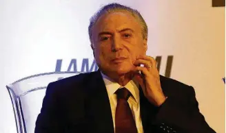  ?? HÉLVIO ROMERO/ESTADÃO - 20/3/2017 ?? Presidente. Michel Temer durante ato na sede da Amcham, na zona sul de São Paulo