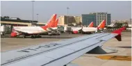  ?? - Reuters file photo ?? SIGNIFICAN­T IMPROVEMEN­T: Air India passenger planes are seen parked at the Chhatrapat­i Shivaji Internatio­nal airport in Mumbai, India, February 7, 2017.