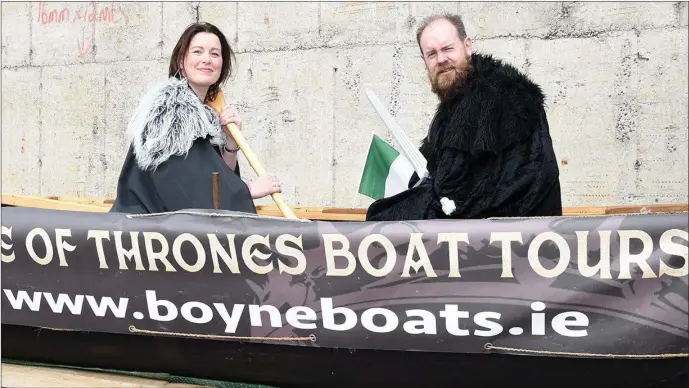  ??  ?? Mary Hughes and Ross Kenny from Boyne Boats at the Drogheda Maratime Festival