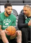  ?? STUART CAHILL / HERALD STAFF FILE ?? Ime Udoka would like for Jayson Tatum to be more aggressive driving to the basket.