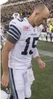  ?? FRANK GUNN/THE CANADIAN PRESS ?? If this was Ricky Ray’s last game as an Argo, it wasn’t one of the free agent’s finest moments.