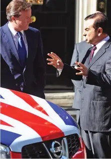  ??  ?? Sales pitch: Carlos Ghosn with David Cameron