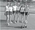  ?? DOUG FAUTZ ?? Oro Valley Ironwood Ridge golfers stand with their Division II state championsh­ip trophy.