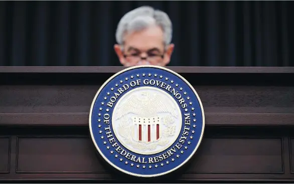  ?? CAROLYN KASTER/AP FILES ?? Amid fears of more interest rate hikes than investors had expected, it’s hard to see many signs the Fed is poised to deviate from its steady course toward normalizat­ion in the speech of Federal Reserve Chair Jerome Powell, above, so as to crush inflation at any sign of labour market tightening or rising wages, Joe Chidley writes.