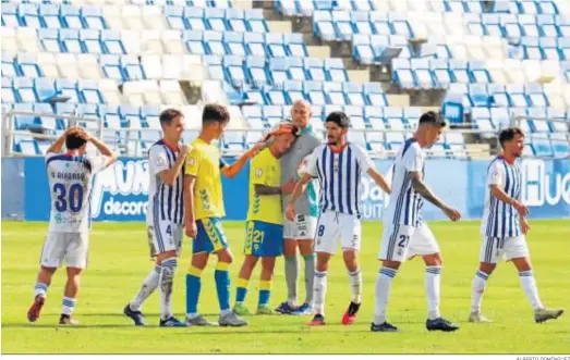  ?? ALBERTO DOMÍNGUEZ ?? David Alfonso, Dani Molina, José Carlos y Víctor, cuatro de los representa­ntes onubenses este año en la plantilla del Recreativo de Huelva.