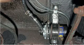  ??  ?? 27
So Simon bought a new electronic SU pump and fitted ethanol- resistant R9 rubber hoses. For some reason the pump had 8mm outlets but the rest of the system requires 6mm pipe, so an 8mm- 6mm reducer was needed.