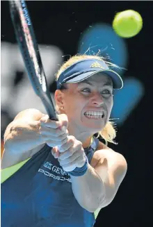  ?? Picture: AFP PHOTO ?? STAYING FOCUSED: Germany’s Angelique Kerber hits a return to Madison Keys, of the US, during their women’s singles quarterfin­als match on day 10 of the Australian Open tennis tournament in Melbourne yesterday