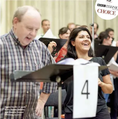  ??  ?? Opera royalty at work: Barry Banks (Idreno) and Susana Gaspar (Princess Azema)