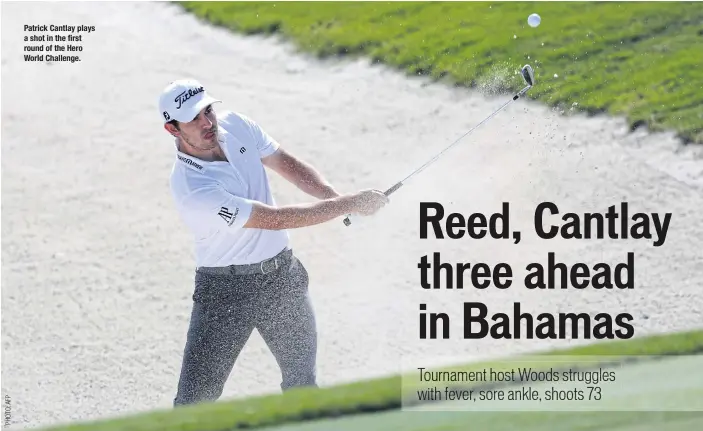  ??  ?? Patrick Cantlay plays a shot in the first round of the Hero World Challenge.