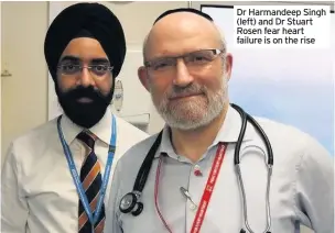  ?? IMAGE: LONDON NORTH WEST UNIVERSITY HEALTHCARE NHS TRUST ?? Dr Harmandeep Singh (left) and Dr Stuart Rosen fear heart failure is on the rise