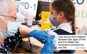  ?? JEFF SPICER ?? Just one in nine children between the ages of five and 11 in Wales has received a coronaviru­s vaccine.