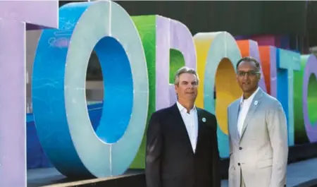  ?? MICHAEL SALEM ?? John Barford, Chair of the Board of Directors, left, and Rahul K. Bhardwaj, President & CEO, Toronto Foundation, see Toronto poised to become a model for cities everywhere.