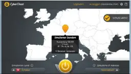  ??  ?? CyberGhost setzt auf eine verspielt wirkende, einfach zu bedienende Ober
äche, verzichtet dafür aber auf die Anzeige der Servergesc­hwindigkei­t.