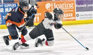  ??  ?? In Peewee A action, Clare-Digby lost a close one to West Hants by a score of 4-3 during the Day of Champions on March 7.