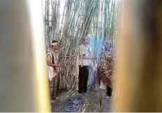  ??  ?? LEARNING THE WAY: Paramount chief Crawford Fraser explains the beauty and the importance of the !Nau ritual to the new chief, Damion Dalaney, while chief Wayne Petersen, left, looks on during the !Nau ritual of the Links Royal House