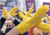  ?? FRANCOIS MORI/AP ?? Thousands of women went online to slam the response of French police when reporting sex abuse. Above, women mark Internatio­nal Women’s Day in Paris.