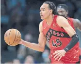  ?? JACOB KUPFERMAN THE ASSOCIATED PRESS FILE PHOTO ?? Raptors guard Dalano Banton played in the 2018 Biosteel game, finishing with 19 points, eight rebounds and three steals in just 19 minutes.
