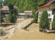  ?? AP PHOTO ?? Flood waters cover Crna na Koroskem, Slovenia, on Sunday.