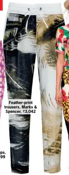  ??  ?? Feather-print trrousers, Marks & Sspencer, ` 3,042
