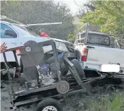  ??  ?? THREE-VEHICLE PILE-UP: The accident scene in Chelsea Road in which six people were injured