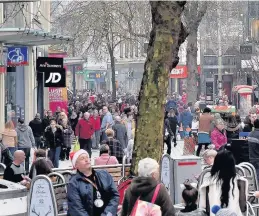  ??  ?? With eight days to Christmas, Cardiff city centre was yesterday bracing itself