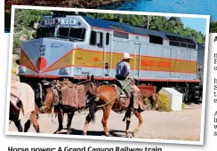  ??  ?? Horse power: A Grand Canyon Railway train Awesome: Grand Canyon and (inset) ‘cowboy’ Michael Portillo