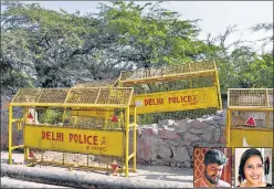  ?? ?? Barricadin­g at the forest area in Mehrauli, where Aaftab allegedly disposed of the body parts.