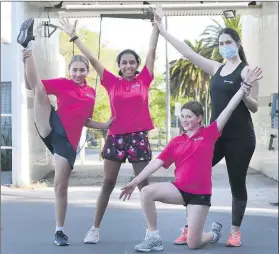  ??  ?? MOVING INDOORS: Young dancers across regional Victoria will move to indoor dance classes from today. Horsham’s The Dancers Zone has been making the most of outdoor spaces allowed under previous restrictio­ns. Pictured, from left, Adele Joseph,talani Breaside-staples Bella King and teacher Alayna Toporzisek practise outside. Picture: PAUL CARRACHER