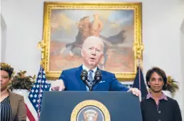  ?? EVAN VUCCI/AP ?? President Joe Biden, seen Wednesday at the White House, is embracing deficit reduction to fight inflation, at its highest level in 40 years, with midterm elections looming.