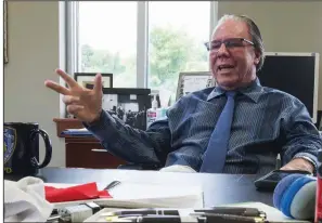  ?? Arkansas Democrat-Gazette/JEFF GAMMONS ?? Maumelle Police Chief Sam Williams, who is set to retire after 19 years as chief, talks in his office on Thursday at the Maumelle police station.