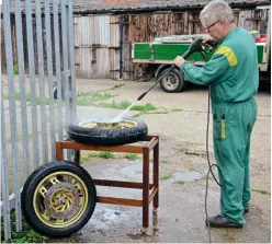  ??  ?? Sharing a yard with a house clearance jockey yields useful finds like the hostess trolley/wheel washing station.