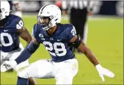  ?? BARRY REEGER/AP 2020 ?? Penn State edge rusher Jayson Oweh put on a show during his pro day last month, but questions remain about this past season’s sack shutout.