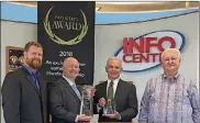  ?? AMY ROLLINS/STAFF ?? From left, Brad Voss, Craig Voss, Roger Quant and John Voss celebrate Voss Honda’s win of the Honda President’s Award for 2018, the 20th consecutiv­e time the Tipp City dealership has achieved such a distinctio­n.