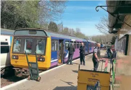  ?? NIGEL RC SPENCER ?? Class 142 ‘Pacer’ DMU No. 142036 in service on the East Kent Railway on Good Friday.