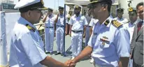  ??  ?? The Omani Naval Commander visited the ships and met with Bangladesh Navy ships’ commanding officers.
