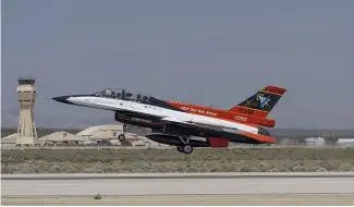  ?? ?? The X-62A VISTA aircra , an experiment­al AI-enabled Air Force F-16 fighter jet, takes off on Thursday, May 2, 2024, at Edwards Air Force Base, California.