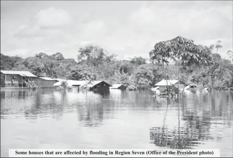  ??  ?? Some houses that are affected by flooding in Region Seven (Office of the President photo)